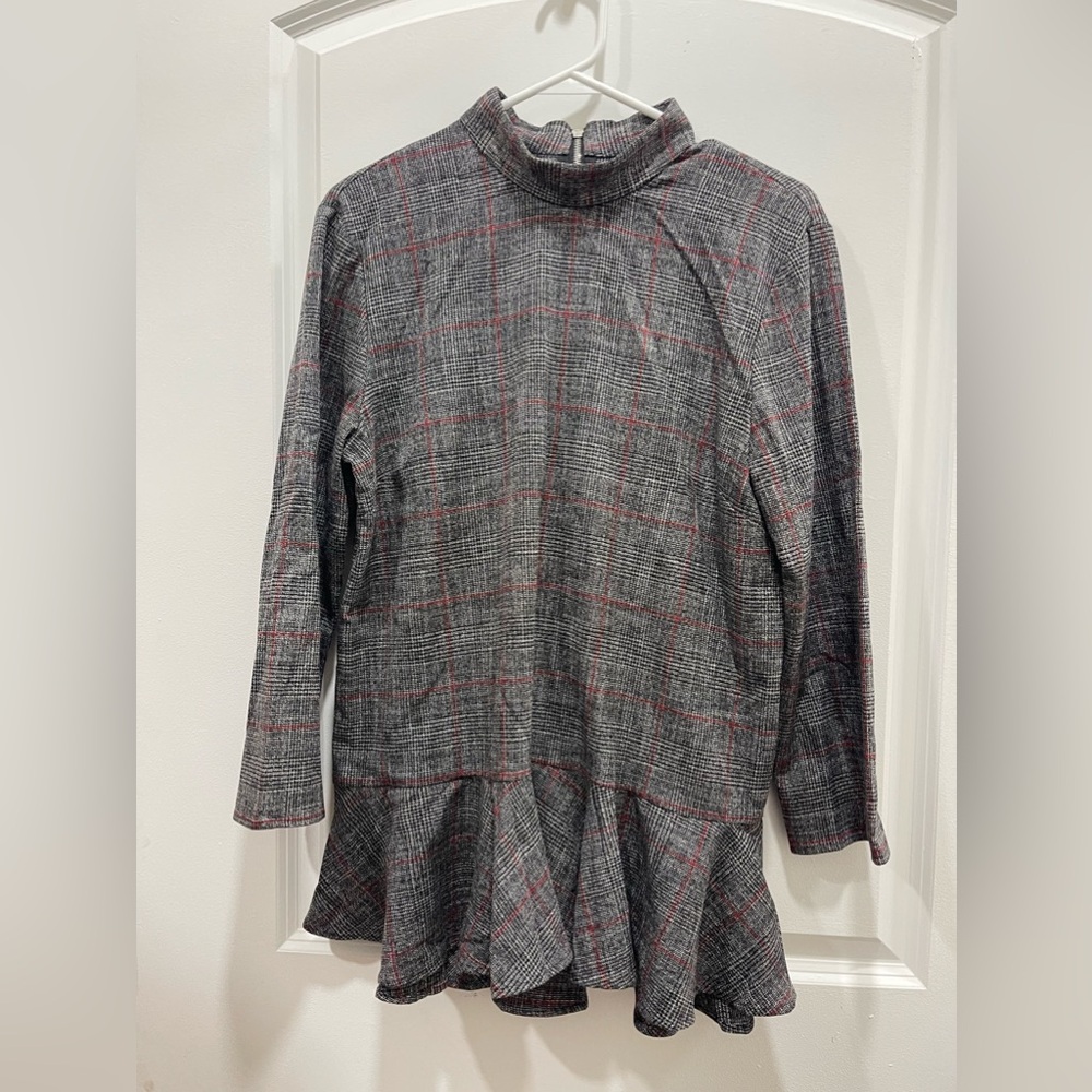 Zara Woman Plaid Long Sleeve Blouse